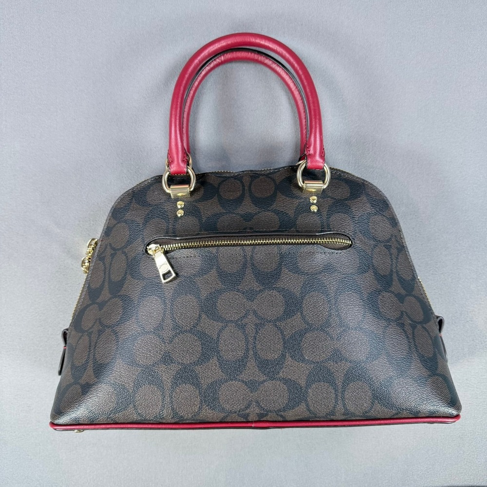 Coach Sierra Satchel Signature Coated Canvas Brown Red 13x9.5 Gold Hardware 2558 - Picture 2 of 16